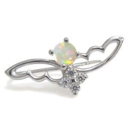 プラチナ オパール イヤーカフ ピアス フェザー ピアス