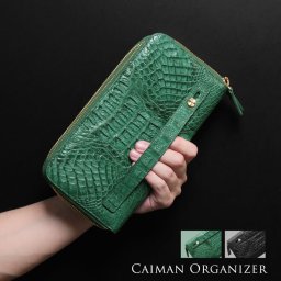 カイマン オーガナイザー メンズ クラッチ バッグ ダブルファスナー 長財布 バッグインバッグ トラベルオーガナイザー スマホ バッグ 男性 小さめ セカンドバッグ ビジネス オフィス パスケース 旅行 本革 ワニ革 ギフト プレゼント (06001617r) クリスマス バレンタイン 父の日 女性 春財布 アクスタポーチ 推し活ケース 定年退職 バレンタイン 成人祝い