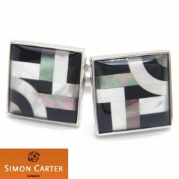 カフス サイモンカーター 英国 ブランド SIMON CARTER BAUHAUSライン模様 カフス カフスボタン カフリンクス メンズ 男性  父の日 ギフトにも 誕生日 カフスマニア