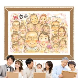 古希のギフトに、見るたびに思い出が蘇る似顔絵です。ラッピング対応で、贈り物として渡しやすい似顔絵です。 似顔絵 古希祝い プレゼント 名入れ ギフト 手描き 贈り物 古希 傘寿 記念 長寿 大人数 祖父母 おばあちゃん おじいちゃん 下書き確認 修正無料 名入れ 一生もの サプライズ そっくり 親孝行 長寿祝い 古希 70歳 一生もの お祝いの品 二次会 百寿祝い オーダーメイド イラスト
