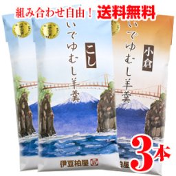 いでゆむし羊羹３本 竹皮に包んで蒸した甘さ控えめの栗蒸し羊羹詰め合わせ 伊豆柏屋 伊豆 お土産 特産 名産 ようかん 和スイーツ プチ ギフト 