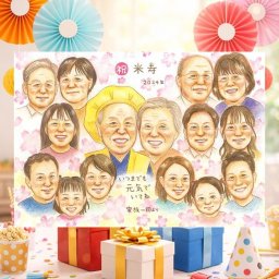誕生日のお祝いに、心に残る似顔絵を贈りませんか。 似顔絵 贈り物 米寿 名入れ プレゼント 手描き ギフト 誕生日 記念日 長寿 お祝い 大人数 祖父母 ご両親 孫 下書き確認 修正無料 名入れ そっくり 宝物 かわいい 実績多数 傘寿 宝物 米寿祝い 88歳 おしゃれ 快気祝い おすすめ 百寿祝い サプライズ 感謝の品 色紙 メモリアル 古希祝い 贈答品 感激 バレンタインデー 喜ばれる