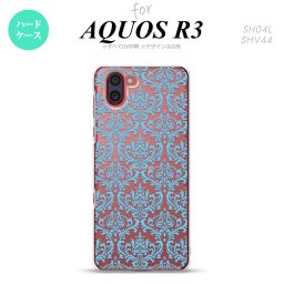 SH-04L SHV44 R3 AQUOS R3 スマホケース カバー ダマスク B クリア 水色 nk-r3-1027