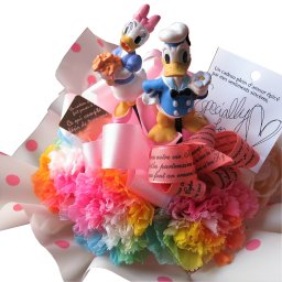 母の日 プレゼント ドナルド デージー入り レインボーカーネーション プリザーブドフラワー入り フラワーギフト ◆母の日ギフト限定品