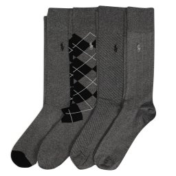 ポロラルフローレン：CLASSIC MULTI ソックス 4PK (チャコール)[ソックス/ 男性下着/ メンズインナー/人気ブランド/おすすめギフト/誕生日プレゼント/メンズファッション]