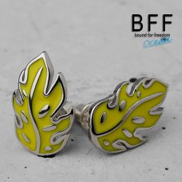 BFF ブランド ピアス メンズ シルバー925 silver 銀色 スタッドピアス ファイア 炎 両耳用2点 金属アレルギー対応 専用BOX付属