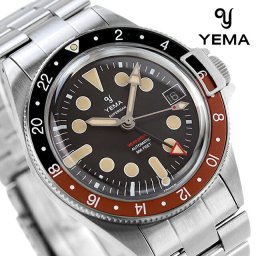 イエマ スーパーマン ワールドタイム GMT コーク 39mm 赤黒コーラベゼル 自動巻き 機械式 メンズ 腕時計 ブランド YEMA 時計 YGMT21B39-CMS ブラック