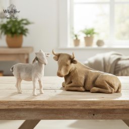 ウィローツリー Ox and Goat - 雄牛と山羊 8.75cm | キリスト 降誕セット 馬小屋セット ナティビティ プレゼピオ 置物 彫刻 人形 インテリア スーザン･ローディ 正規輸入品