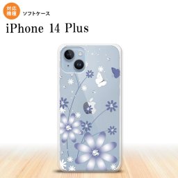 iPhone14 plsu iPhone14 plsu スマホケース 背面ケースソフトケース 花柄 ガーベラ 透明 紫 2022年 10月発売 nk-i14pl-tp074