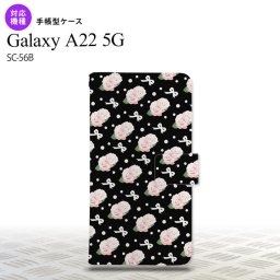 SC-56B Galaxy A22 手帳型スマホケース カバー 花柄 バラ リボン 黒  nk-004s-a22-dr257