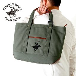 ビバリーヒルズポロクラブ トートバッグ メンズ レディース ブランド キャンバストートバッグL Cotton 284919 GRN GRN BK バッグ プレゼント 実用的