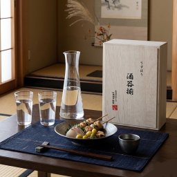 【松徳硝子 うすはりグラス 酒器揃】 酒器 木箱入り 徳利 ぐい呑み 酒注ぎ ガラス酒器