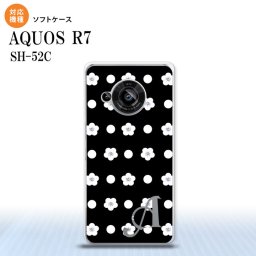 SH-52C AQUOS R7 スマホケース 背面ケースソフトケース 花柄 ドット 黒 +アルファベット 2022年 7月発売 nk-r7-tp341i