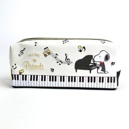 スヌーピーPEANUTS Wファスナーペンポーチ ミュージカルWH 筆箱 ペンポーチ ホワイト (MCOR)