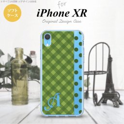 iPhoneXR iPhone XR スマホケース ソフトケース チェック ドット 緑 +アルファベット メンズ レディース nk-ipxr-tp1524i