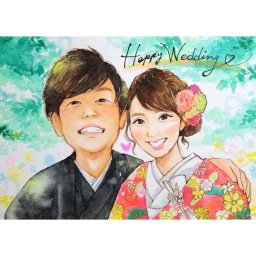 ウェルカムボード似顔絵 新郎 新婦 結婚 ウェディング 結婚式 プレゼント ギフト プレゼントとしても人気の似顔絵ウェルカムボード あきよ