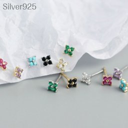 【ご家庭用梱包】小ぶり フラワー ピアス ストーンピアス Silver925 小さい シンプル 痒くならない 上品 つけっぱなし シルバーピアス 小さいピアス シンプルピアス アレルギー対応 金属アレルギー ターコイズ ゴールド ワインレッド パープル