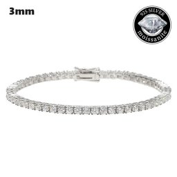モアサナイト ブレスレット テニスブレスレット .925Silver Tennis Bracelet【3mmx18cm/20cm】総6カラット メンズ レディース Moissanite Kronic jewelry