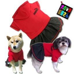 犬服 PUWAN フリースパーカー 裏起毛デニムワンピース ( 大型犬用 ) 防寒着 スカート 秋冬服 ゴールデンレトリバー ラブラドールレトリバー