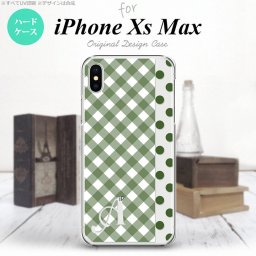 iPhoneXsMax iPhone XS Max スマホケース ハードケース チェック ドット 白 緑 +アルファベット メンズ レディース nk-ixm-1523i