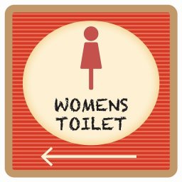 トイレ 御手洗 TOILET トイレマーク レトロ デザイン WOMENS 左 矢印 ピクトサイン ステッカー シール 塩ビ製 サイン ウォールステッカー インテリア 施設 案内