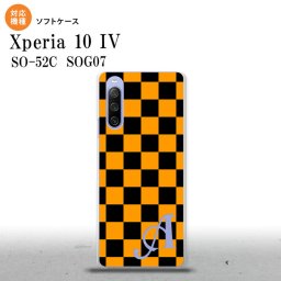 SO-52C SOG07 Xperia 10IV スマホケース 背面ケースソフトケース スクエア 黒 オレンジ +アルファベット 2022年 7月発売 nk-xp104-tp761i