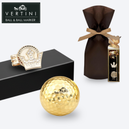 【記念品】VERTINI ゴルフマーカー (CROWN)・ゴールドボール1球 (2点セット) ゴルフグッズ ギフト プレゼント