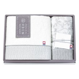 【ギフト対応無料】白妙の結 バスタオル&ウォッシュタオル (SY-5051) ※送料無料(北海道・沖縄は除く)