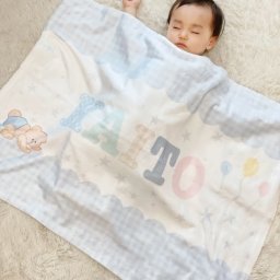 【お名前入りブランケット】ギンガムチェックベアー ブルー　ピンク くま 名入れ ギフト 出産祝い ニューボーン 誕生日 出産準備 撮影アイテム ベビーブランケット