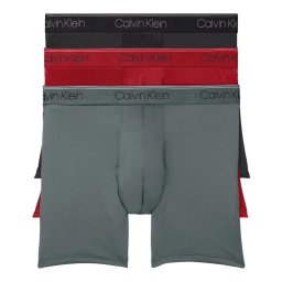 カルバンクライン：MICRO STRETCH ボクサーブリーフ 3PK (ブラック/コンボイ/レッドガラ)[ボクサーパンツ/ 男性下着/ メンズインナー/人気ブランド/おすすめギフト/誕生日プレゼント/メンズファッション]