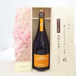 じいじの敬老の日 ワインセット いつもありがとうございます感謝の気持ち木箱セット( サンテロ・ピノ・シャルドネ・ヴィノ・スマンテ・ブリュット 750ｍｌスパークリングイタリアワイン（白・辛口) ）メッセージカード付