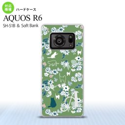 SH-51B AQUOS R6 AQUOS R6 スマホケース ハードケース 猫 花 緑 +アルファベット メンズ レディース nk-r6-1724i