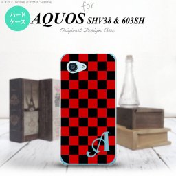 【SHV38】【スマホケース/スマホカバー】【アクオス セリエ ミニ】SHV38 スマホケース AQUOS SERIE mini ケース アクオス セリエ ミニ イニシャル スクエア 黒×赤 nk-shv38-763ini【メール便送料無料】