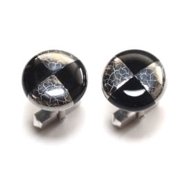 伊万里ジュエリー【工房限定】伊万里焼　カフスボタン　黒釉　白金彩貫入　 [送料無料] カフリンクス　オリジナル　作品 結婚20周年　磁器婚式　外国人　お土産　プレゼント　記念品 アクセサリー　陶器　磁器　ギフト　誕生日プレゼント　記念日　敬老の日　父の日　和風　