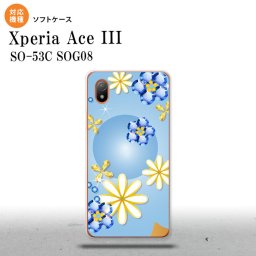 SO-53C SOG08 ワイモバイル Xperia Ace III スマホケース 背面ケースソフトケース 花柄 ミックス E 青 2022年 6月発売 nk-so53c-tp308