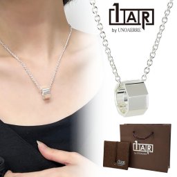 正規品 1AR by UNOAERRE ウノアエレ ショッパー付き チェーンネックレス メンズ レディース ユニセックス リング ネックレス シルバーカラー 真鍮 イタリア製 ブランドジュエリー ギフト プレゼント 誕生日 結婚記念日 成人 卒業 入学