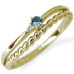 ブルートパーズ 一粒 指輪 18金 18k リング ピンキーリング