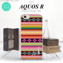 【SH03J】【スマホケース/スマホカバー】【アクオス R】SH03J スマホケース AQUOS R ケース アクオス R イニシャル エスニックボーダー ピンク nk-sh03j-1561ini【メール便送料無料】