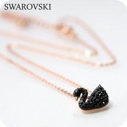 スワロフスキー ネックレス レディース ブランド SWAROVSKI Swan ペンダント スワロフスキー 動物 5204133 ブラック ローズゴールド