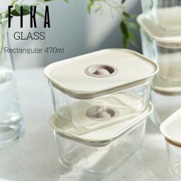FIKAGLASS 耐熱ガラス 四角 食品保存容器 470ml 単品 透明 長方形 冷蔵 冷凍 電子レンジ オーブン 食洗機 OK 入れ子収納 積み重ね 可能 食器 お弁当箱 ランチボックス インテリア キッチン 料理 モダン 密閉 可愛い お祝い ギフト 贈り物 結婚祝い 出産祝い 母の日