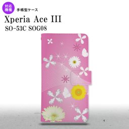 SO-53C SOG08 Xperia Ace III 手帳型スマホケース カバー 花柄 ミックス ピンク  nk-004s-so53c-dr275