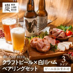 クラフトビール ペアリングセット お試し/シンプル/厳選  ハム 詰め合わせ おつまみ 飲み比べ 3本 5本 9本 330ml スモークチキン ウインナー ビール お酒 ギフト 贈り物 地ビール プレゼント 誕生日 送料無料 産地直送 白川町 ぎふまる 父の日 農LAND BEER 白川ハム