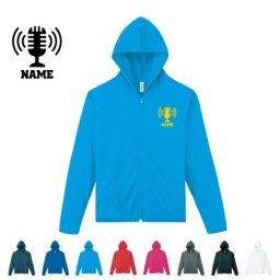 放送部/名入れドライジップパーカー お名前入り オリジナル セミオーダーメイド ロングスリーブ チームTシャツ クラブＴシャツ サークル ニュース アナウンス アナウンサー100 紫外線防止 吸水速乾  スポーツウェア フィットネスウェア ダイエット ジョギング 有酸素運動