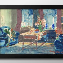 ジョージ ルークス 自画像 ニューヨーク アパートのインテリア A3 サイズ ポスター アート おしゃれ 絵画 インテリア 北欧 イラスト マット紙 艶消し アートパネル 額 フレーム デザイン 壁掛け ギフト 新築祝い ディスプレイ 引越し祝い　新生活　空間デザイン