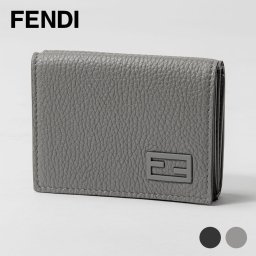 フェンディ FENDI 7M0280 AG0L 三つ折り財布 メンズ 財布 ミニ財布 レザー 小銭入れ コンパクトウォレット シンプル FF ロゴ 小物 プレゼント お祝い 記念 コンパクトTRIFOLD WALLET ブラック グレー