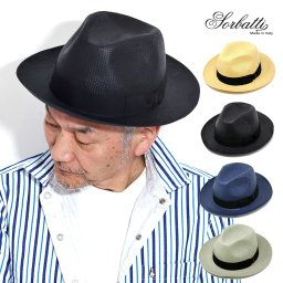 ソルバッティ ハット ストローハット メンズ 中折れハット 大きいサイズ 麦わら帽子 日焼け対策 SORBATTI 帽子 ブラック ネイビー ライトグレー ナチュラル 57cm 59cm 61cm サイズ調整テープ付き 父の日 fedora