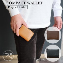 リサイクルレザーで作られたミニウォレット  牛革 リサイクルレザー ミニウォレット コインウォレット 小さい財布 カウレザー メンズ レディース ギフト 誕生日プレゼントにも