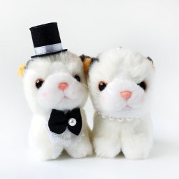 【プチシリーズ】三毛猫　ミケねこペア　ウェディングドール　ウェルカムドール　結婚式ぬいぐるみ　ウェディングギフト