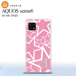 SH-54B SHG05 AQUOS sense6 スマホケース ソフトケース 星 ピンク 白 +アルファベット メンズ レディース nk-sens6-tp1118i