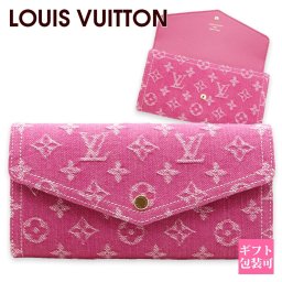 ルイヴィトン 長財布 レディース ポルトフォイユ サラ M28280 フューシャデニム ピンク デニム フラップ LV Louis Vuitton 財布 ウォレット 小銭入れ カード12枚 プレゼント ギフト